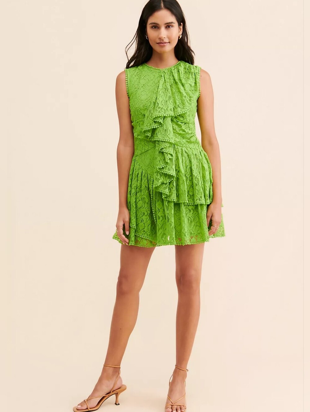 Anthropologie Verb By Pallavi Singhee Lace Ruffled Mini Dress In SP NWT
